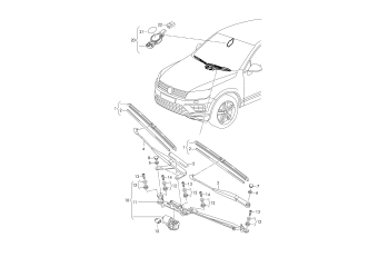Base, windshield wiper, wiper motor, windshield wiper, sensor for rain and light recognition