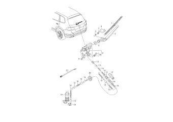 Wiper and washer system for rear window