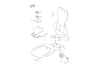 Electrical parts for seat and backrest heating, seat occupied recognition, blower for seat, front