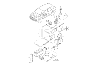 Wiring set for three-phase alternator, wiring set for battery +/-, earth line
