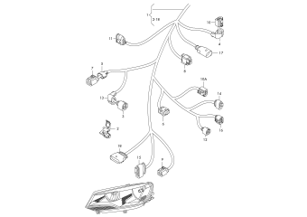 Wiring set section for engine compartment left