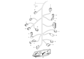 Wiring set section for engine compartment right