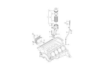 Oil pump, oil filter, oil filter bracket, oil dipstick 4.2 ltr. petrol engine+, CGNA