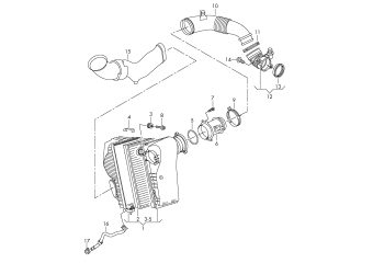 Air filter with connecting, parts 3.0ltr. diesel engine