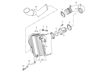 Air filter with connecting, parts 3.6ltr. petrol engine