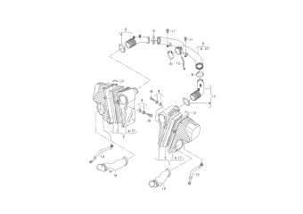 Air filter with connecting, parts 4.2 ltr. petrol engine