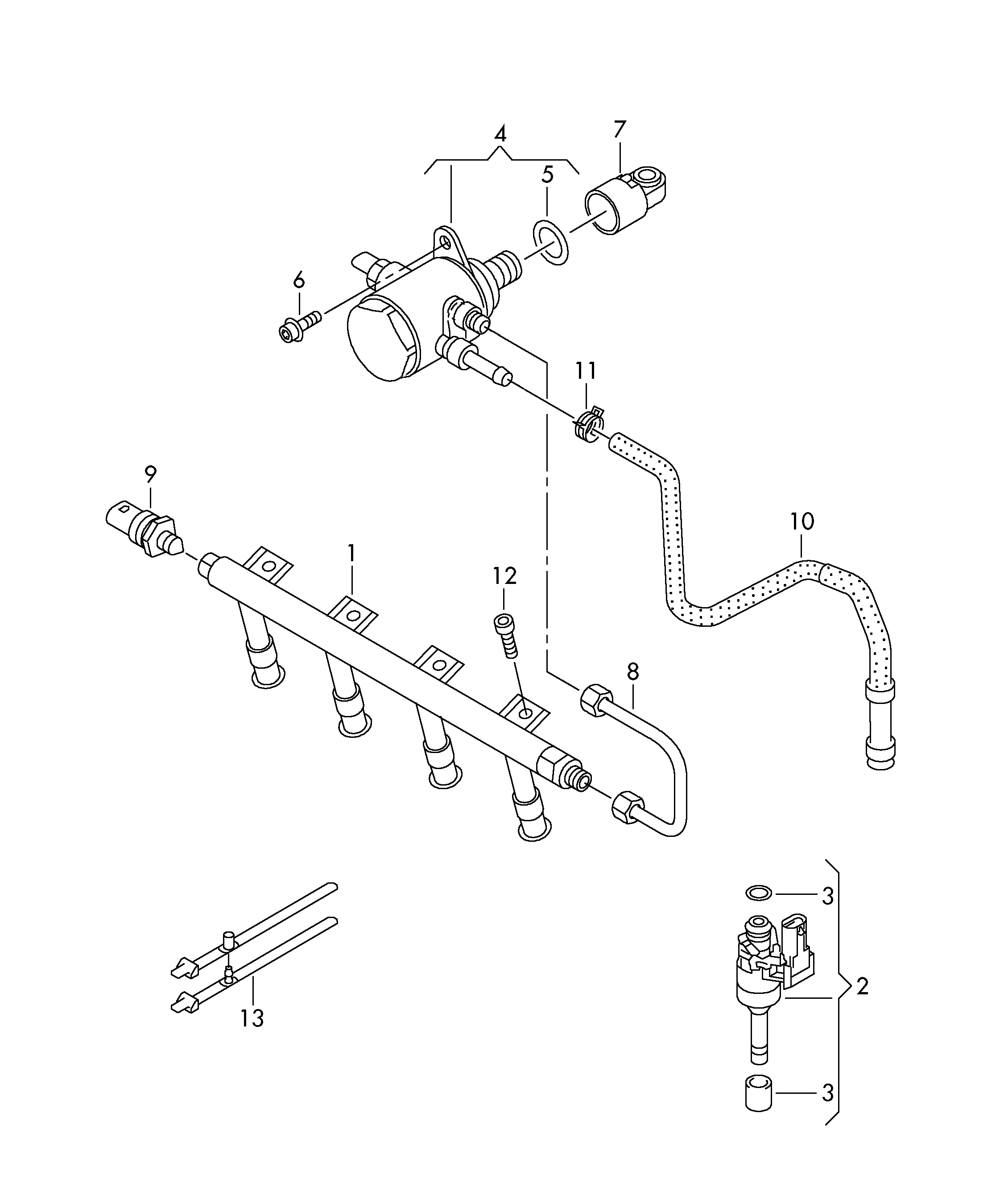 Fuel rail 1.2 ltr. petrol eng.+, CBZB, CBZA Volkswagen Golf Plus 2012-2014 EUR Fuel rail 1.2 ltr. petrol eng.+, CBZB, CBZA Volkswagen Golf Plus 2012-2014 EUR