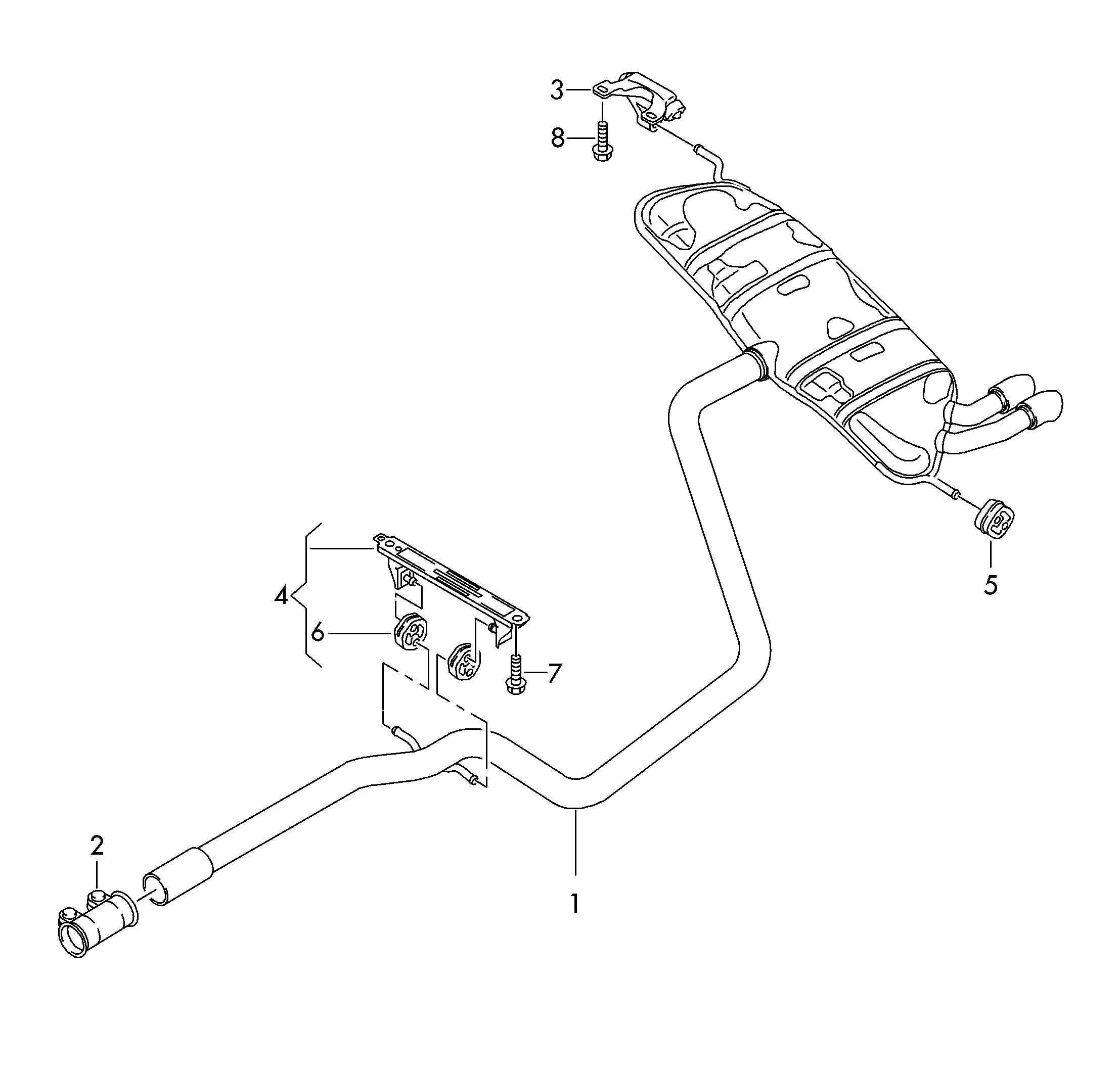 Intermediate pipe, rear silencer 2.0 ltr., common rail diesel eng.+, PR-A8B, A8C, A8F Volkswagen Golf Plus 2012-2014 EUR Intermediate pipe, rear silencer 2.0 ltr., common rail diesel eng.+, PR-A8B, A8C, A8F Volkswagen Golf Plus 2012-2014 EUR