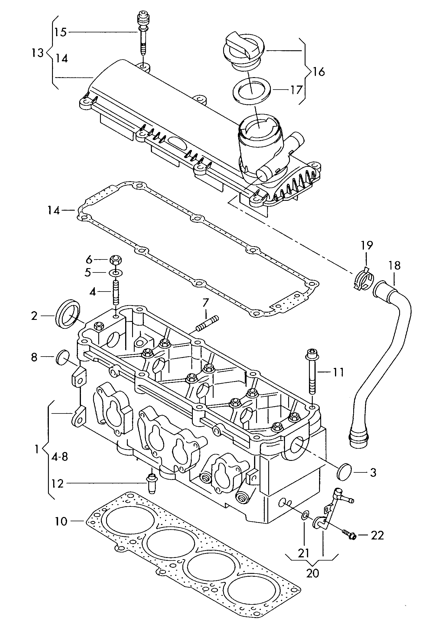 Cylinder head, cylinder head cover, ventilation for cylinder block 1.6ltr. petrol eng.+, BSE, BSF, CHGA, CMXA Volkswagen Golf Plus 2012-2014 EUR Cylinder head, cylinder head cover, ventilation for cylinder block 1.6ltr. petrol eng.+, BSE, BSF, CHGA, CMXA Volkswagen Golf Plus 2012-2014 EUR