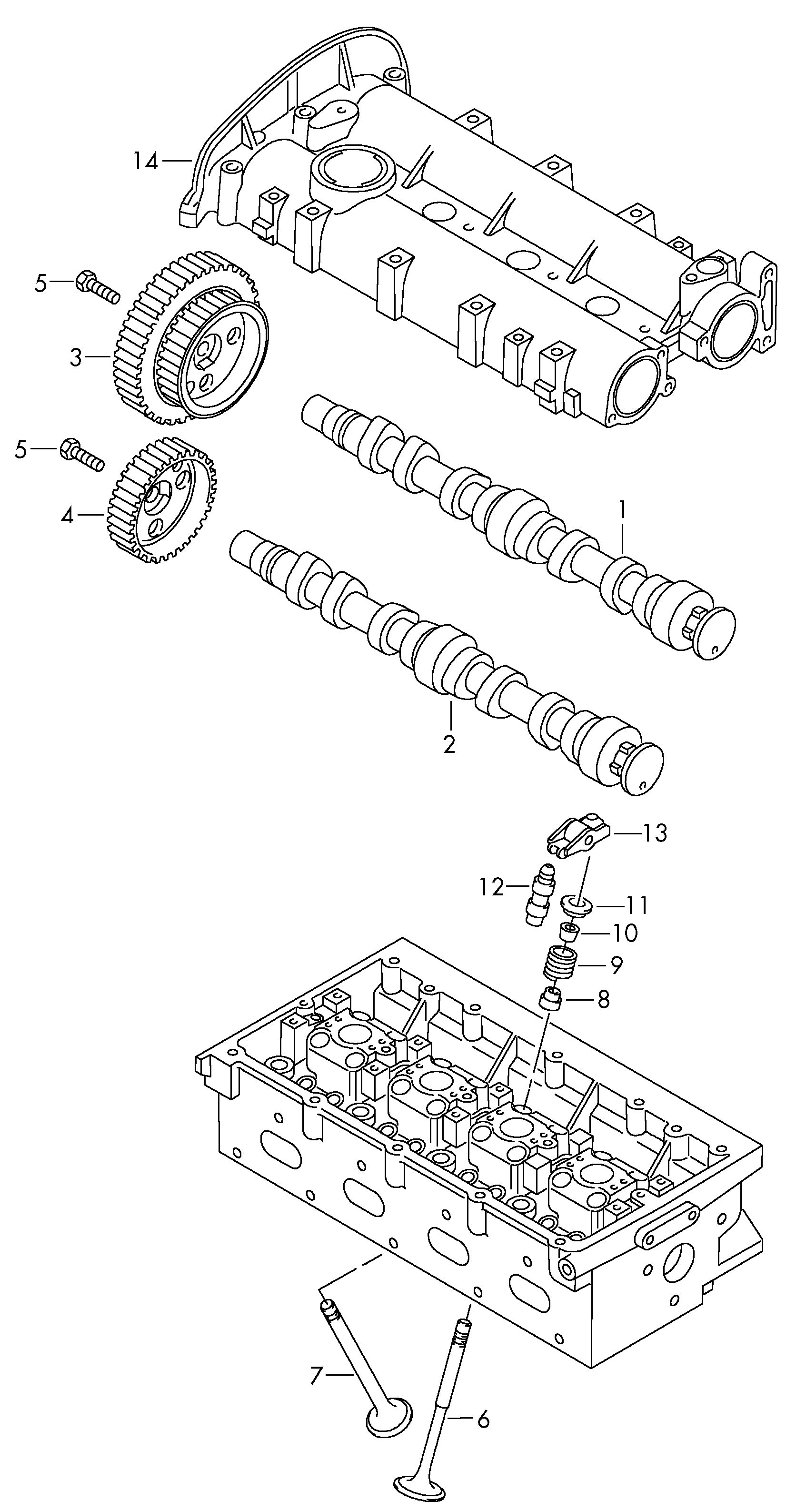 Camshaft, valves 1.4ltr. petrol eng.+, CGGA Volkswagen Golf Plus 2012-2014 EUR Camshaft, valves 1.4ltr. petrol eng.+, CGGA Volkswagen Golf Plus 2012-2014 EUR