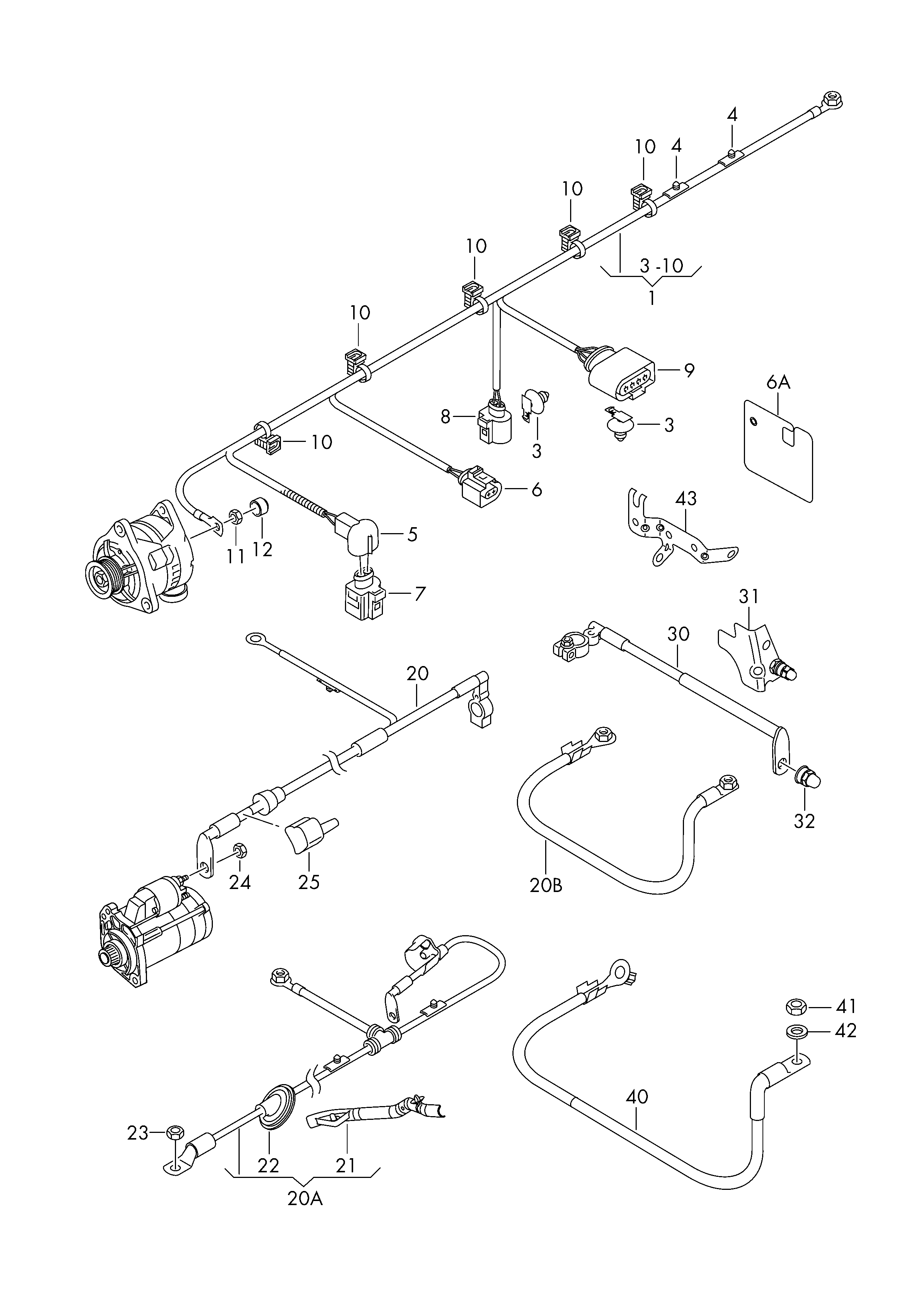 Wiring set for battery +/-, wiring set for three-phase alternator, earth line for vehicles without start-stop operation Volkswagen Golf Plus 2012-2014 EUR Wiring set for battery +/-, wiring set for three-phase alternator, earth line for vehicles without start-stop operation Volkswagen Golf Plus 2012-2014 EUR