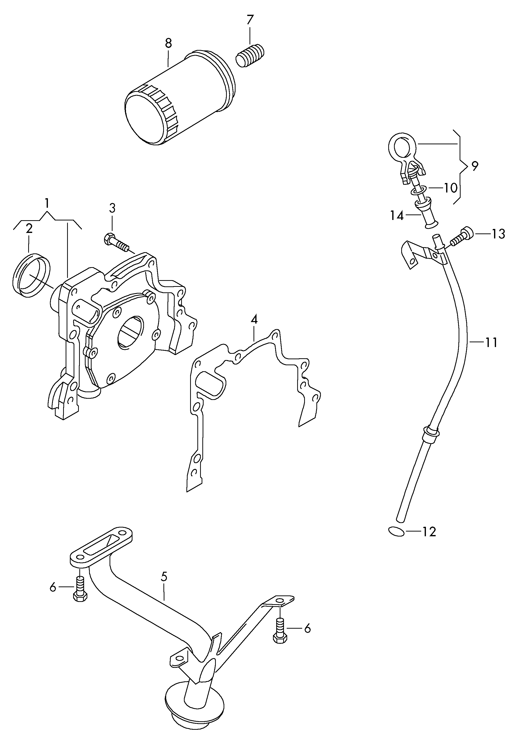 Oil pump, oil filter, oil dipstick 1.4ltr. petrol eng.+, CGGA Volkswagen Golf Plus 2012-2014 EUR Oil pump, oil filter, oil dipstick 1.4ltr. petrol eng.+, CGGA Volkswagen Golf Plus 2012-2014 EUR