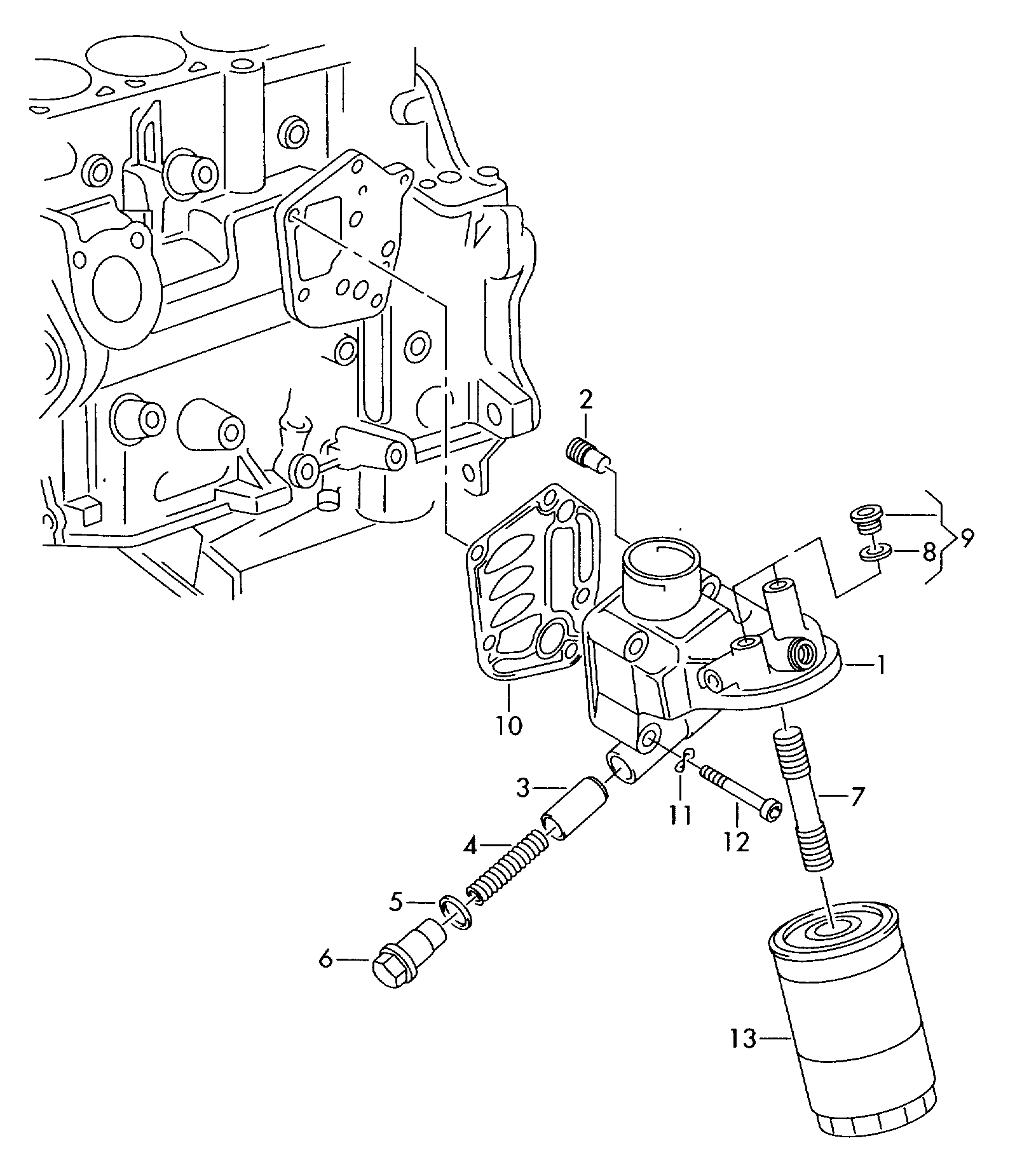 Oil filter bracket, oil filter 1.6ltr. petr. engine Volkswagen Golf Plus 2012-2014 EUR Oil filter bracket, oil filter 1.6ltr. petr. engine Volkswagen Golf Plus 2012-2014 EUR