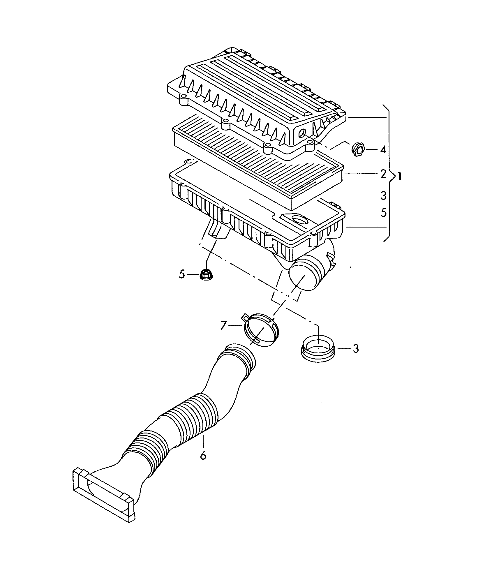 Air filter with connecting, parts 1.4ltr. petrol eng.+, CGGA Volkswagen Golf Plus 2012-2014 EUR Air filter with connecting, parts 1.4ltr. petrol eng.+, CGGA Volkswagen Golf Plus 2012-2014 EUR