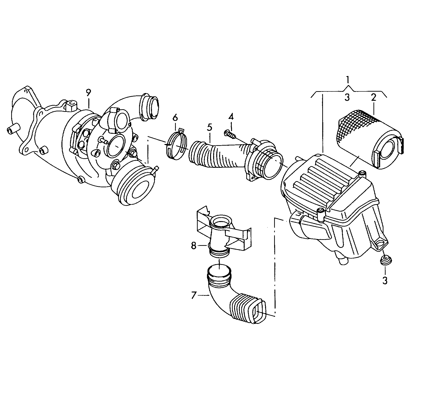 Air filter with connecting, parts 1.2 ltr., 1.4ltr. petrol eng.+, CBZB, CBZA, petrol eng.+, CAXA Volkswagen Golf Plus 2012-2014 EUR Air filter with connecting, parts 1.2 ltr., 1.4ltr. petrol eng.+, CBZB, CBZA, petrol eng.+, CAXA Volkswagen Golf Plus 2012-2014 EUR