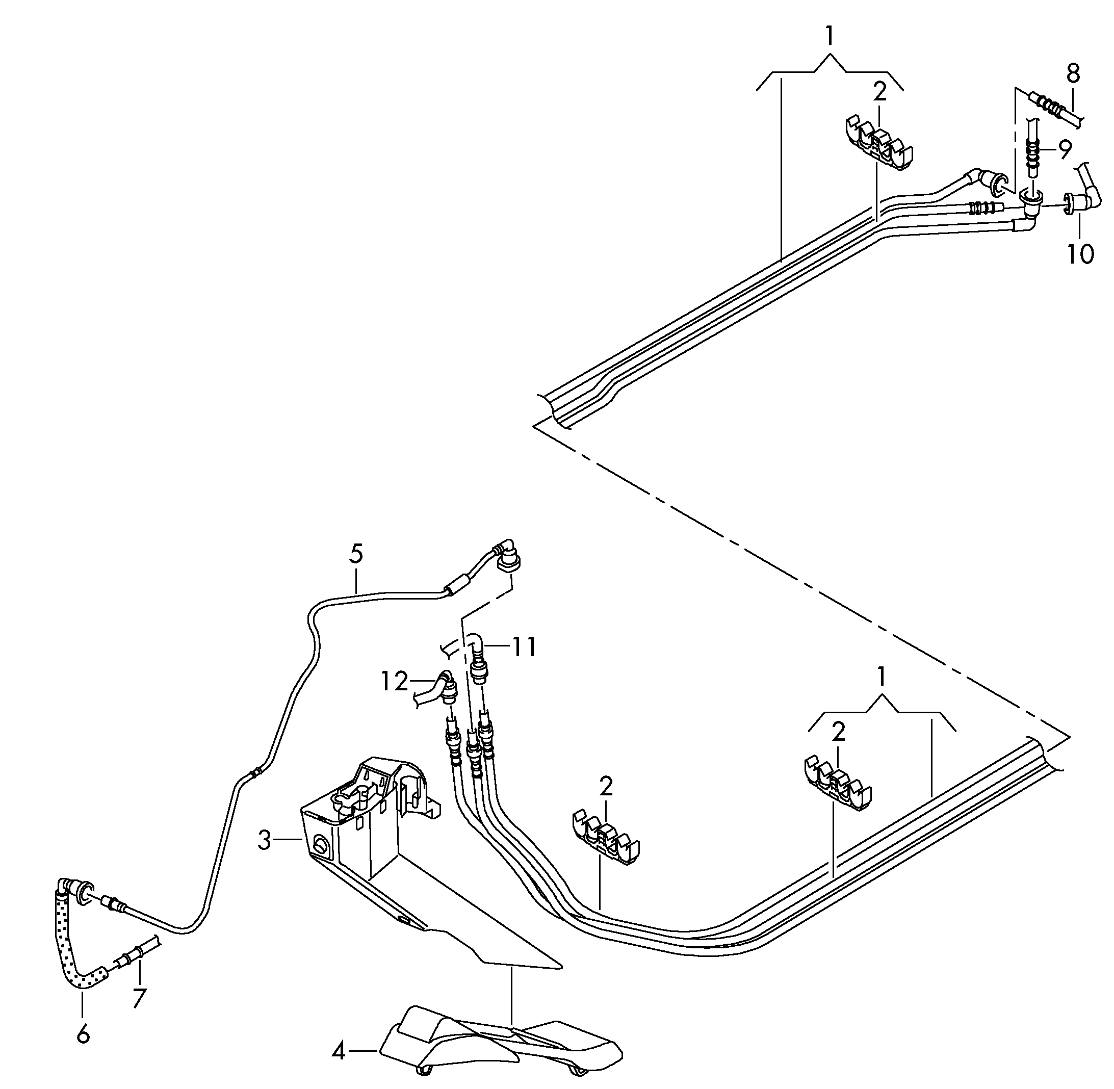 Fuel line, diesel eng., D 09.11.2010 and after Volkswagen Passat CC Coupe 2009-2012 EUR Fuel line, diesel eng., D 09.11.2010 and after Volkswagen Passat CC Coupe 2009-2012 EUR