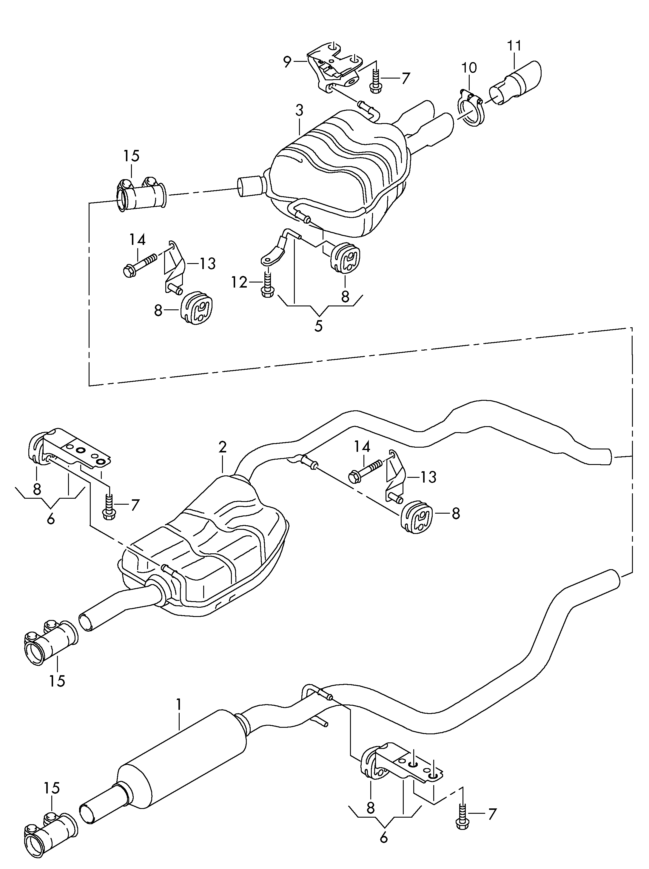 Front silencer, centre silencer, rear silencer 2.0 ltr. diesel eng.+, 4motion+, CBAB, CFFB Volkswagen Passat CC Coupe 2009-2012 EUR Front silencer, centre silencer, rear silencer 2.0 ltr. diesel eng.+, 4motion+, CBAB, CFFB Volkswagen Passat CC Coupe 2009-2012 EUR