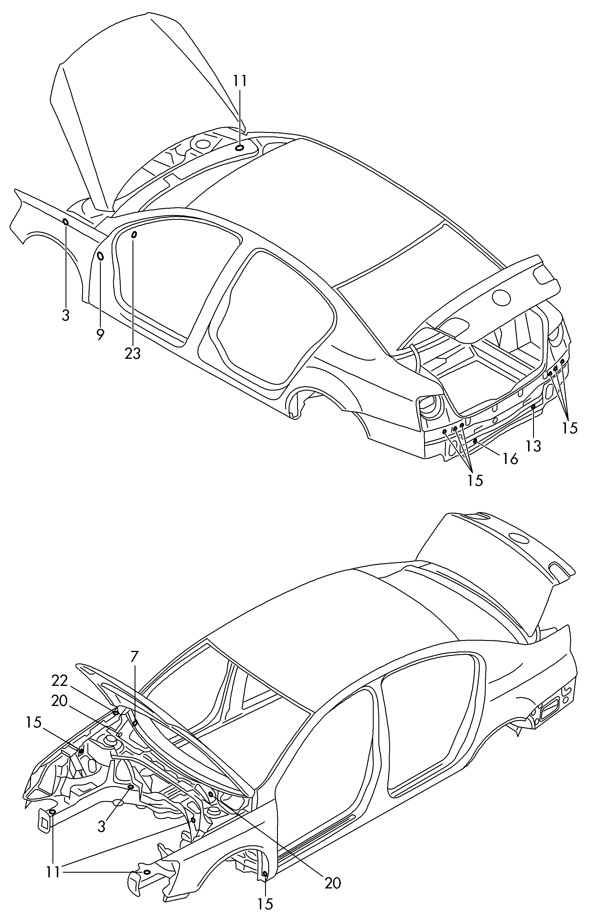 Bungs, body Volkswagen Passat CC Coupe 2009-2012 EUR Bungs, body Volkswagen Passat CC Coupe 2009-2012 EUR