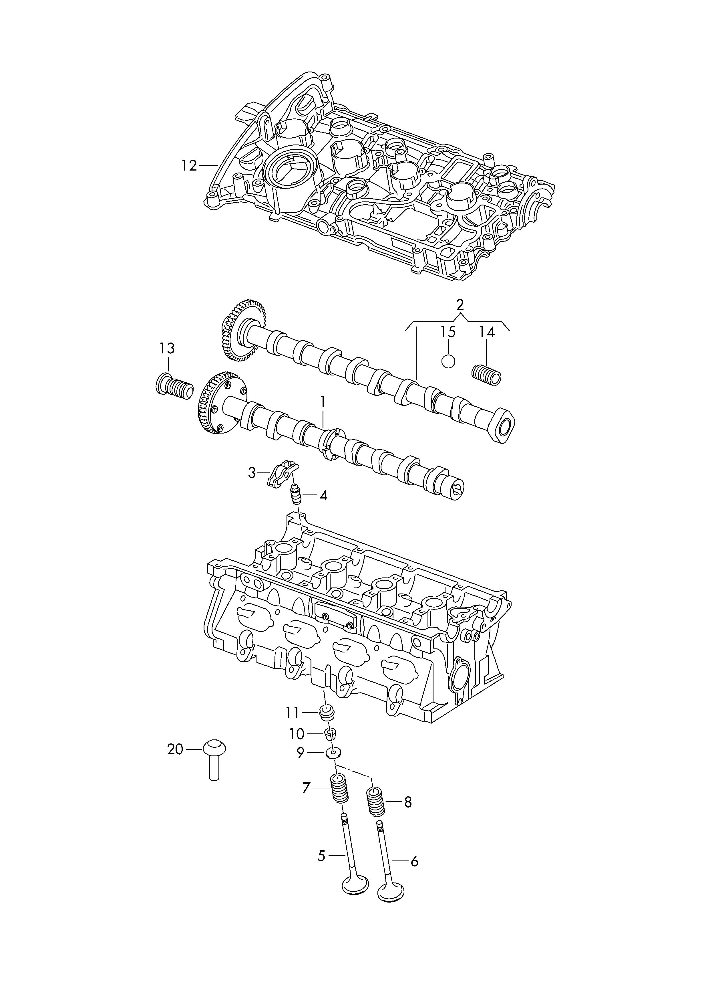 Camshaft, valves 2.0 ltr. 4-cylinder Volkswagen Passat CC Coupe 2009-2012 EUR Camshaft, valves 2.0 ltr. 4-cylinder Volkswagen Passat CC Coupe 2009-2012 EUR