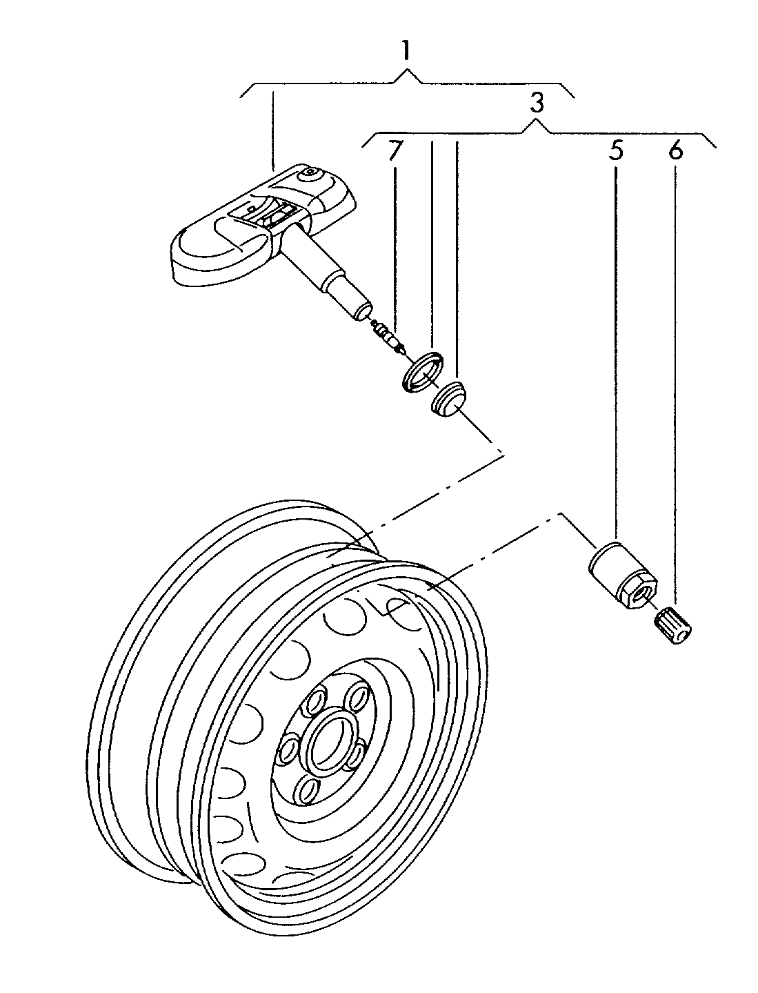 Tyre pressure control system, before 07.11.2010 Volkswagen Passat CC Coupe 2009-2012 EUR Tyre pressure control system, before 07.11.2010 Volkswagen Passat CC Coupe 2009-2012 EUR