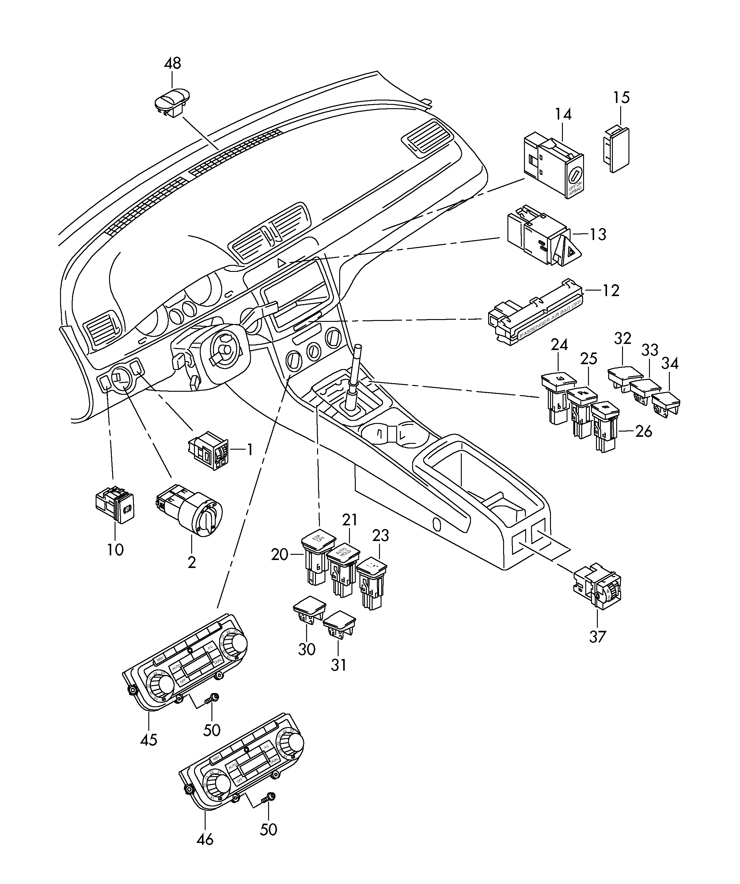 Switch for lighting, switches in dashboard, switches in central console, control unit for air-con., sun sensor, before 07.11.2010 Volkswagen Passat CC Coupe 2009-2012 EUR Switch for lighting, switches in dashboard, switches in central console, control unit for air-con., sun sensor, before 07.11.2010 Volkswagen Passat CC Coupe 2009-2012 EUR