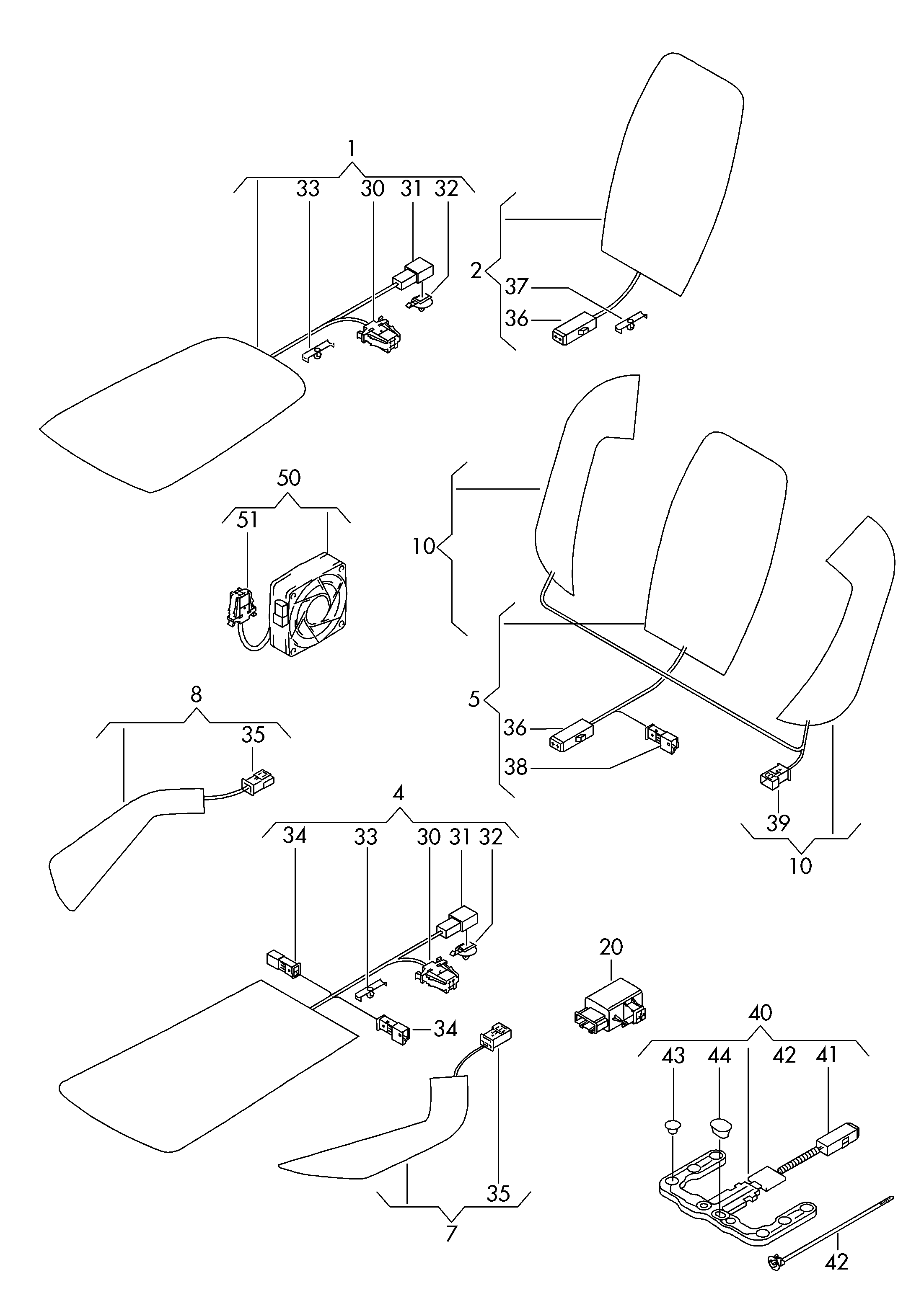 Electrical parts for seat and backrest heating, inlay for seat occupied, sensor, blower for seat front Volkswagen Passat CC Coupe 2009-2012 EUR Electrical parts for seat and backrest heating, inlay for seat occupied, sensor, blower for seat front Volkswagen Passat CC Coupe 2009-2012 EUR