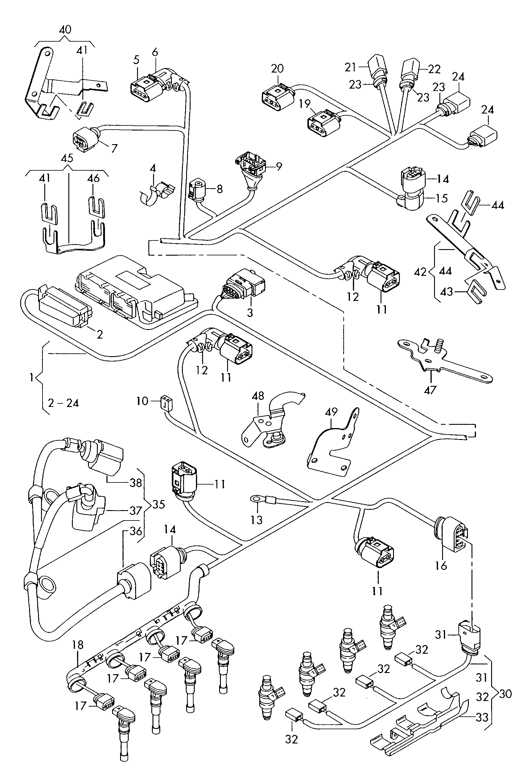 Wiring set for engine, wiring harness for injectors 1.8-2.0ltr. petrol eng.+, BZB, CAWB, CCTA, CCTB, CGYA, CBFA, CDAA, CDAB, CCZA, CCZB Volkswagen Passat CC Coupe 2009-2012 EUR Wiring set for engine, wiring harness for injectors 1.8-2.0ltr. petrol eng.+, BZB, CAWB, CCTA, CCTB, CGYA, CBFA, CDAA, CDAB, CCZA, CCZB Volkswagen Passat CC Coupe 2009-2012 EUR