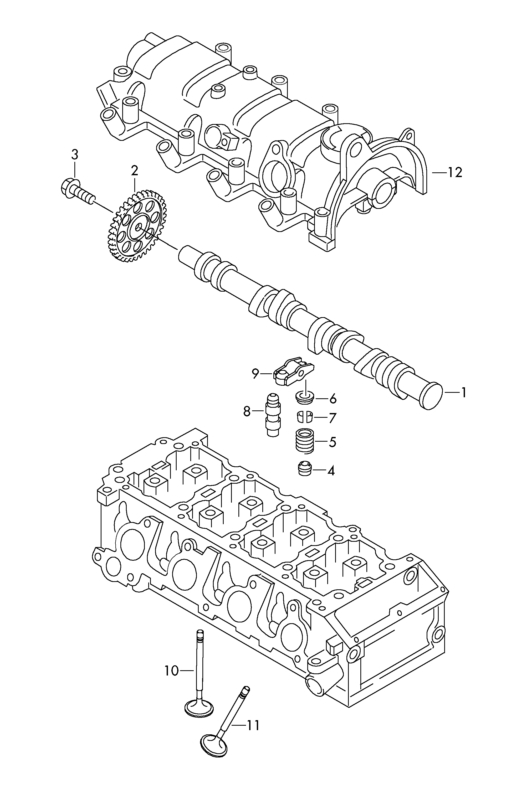 Camshaft, valves 1.2 ltr. petrol engine+, CBZB Volkswagen Polo 2013-2017 EUR Camshaft, valves 1.2 ltr. petrol engine+, CBZB Volkswagen Polo 2013-2017 EUR