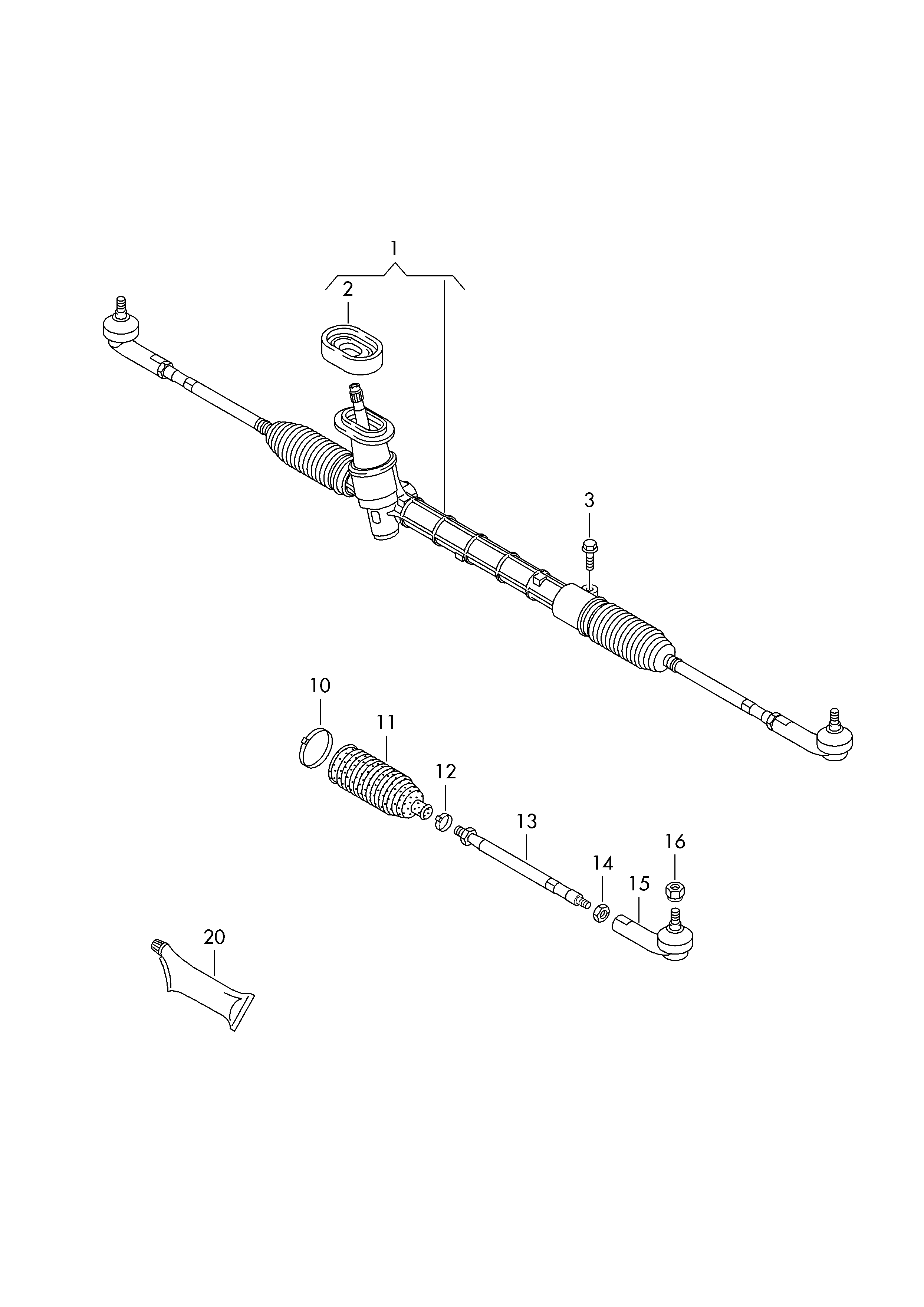 Steering gear, track rod rhd PR-1N3 Volkswagen Polo 2013-2017 EUR Steering gear, track rod rhd PR-1N3 Volkswagen Polo 2013-2017 EUR